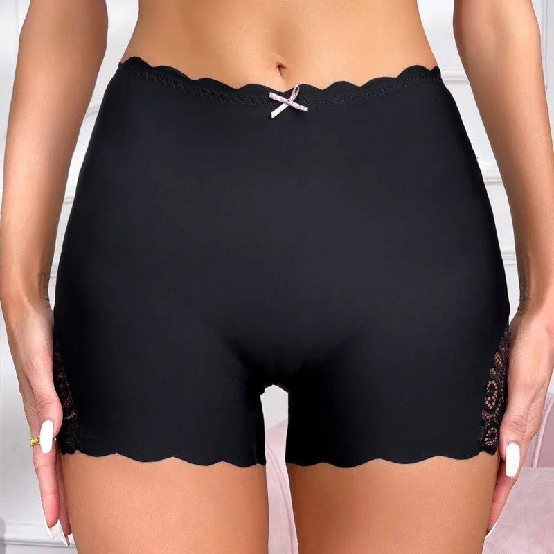 Sexy Lace Edge Seamless Safety Short Pants Summer Soft Ice Silk Breathable Short Tights Under Skirt Shorts Women Modal Underwear