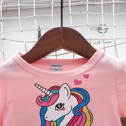 Kids Dresses for Girls Sohort Sleeve Unicorn Girls Sequins Costume Princess Dress Kids Daily Clothes