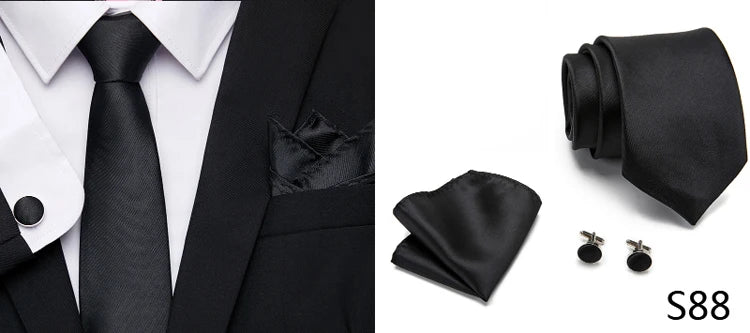 Hot Sale Holiday Gift Tie Pocket Squares Cufflink Set Necktie Dot Man Dark Grey Wedding Accessories Performance
