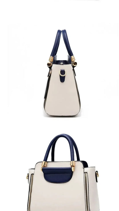 Fashion Color Contrast Handbag, Stitching Striped Crossbody Bag Women's Elegant Office & Work Purse