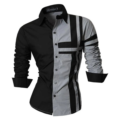 Jeansian Men's Casual Dress shirt 3D simple all-match printed long-sleeved fashion hip-hop neutral clothing