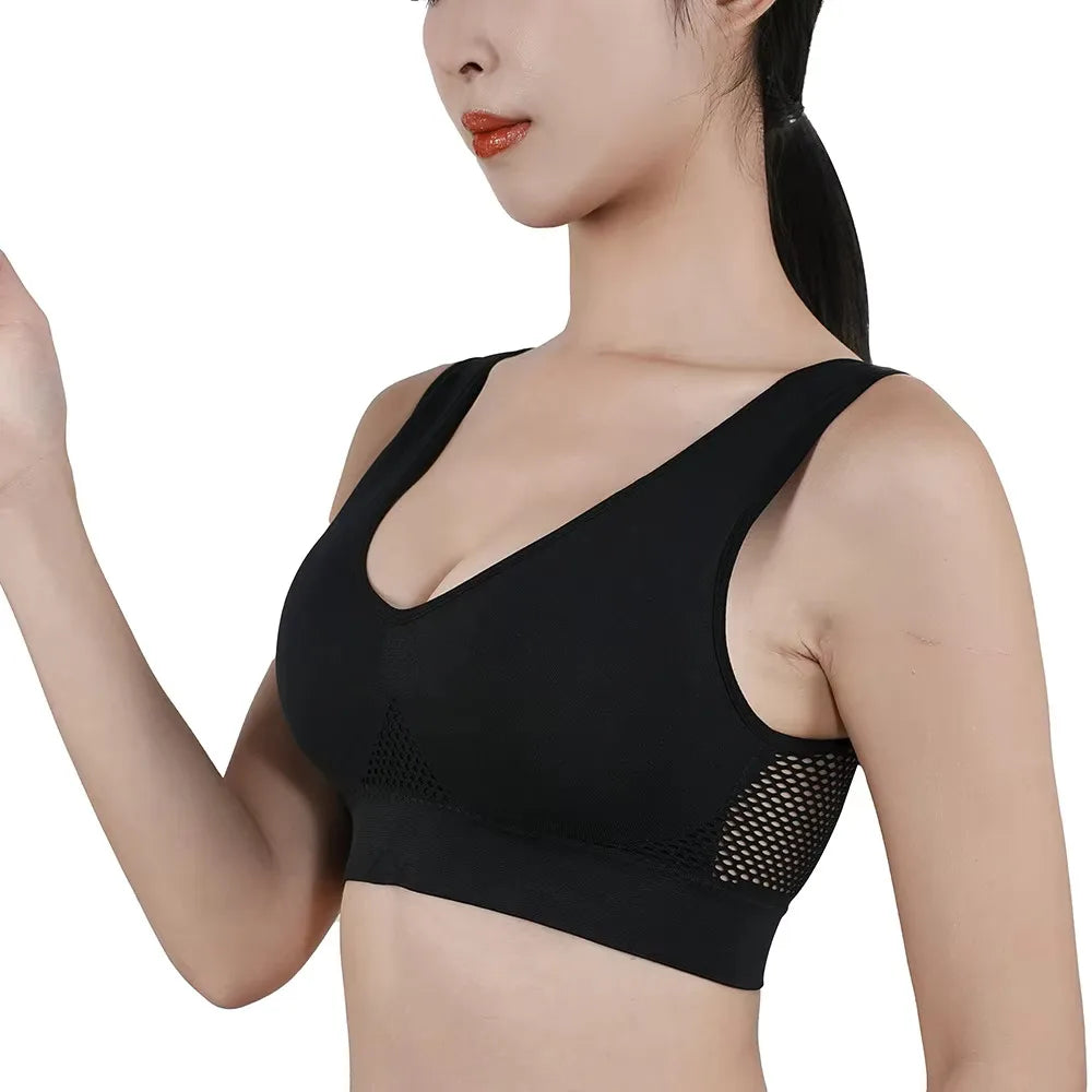 Women Large Sports Bra No Steel Ring Seamless Bra Anti Sagging Gathering Bralette Pad Gym Runing Bras Yoga Vest Underwear S-6XL