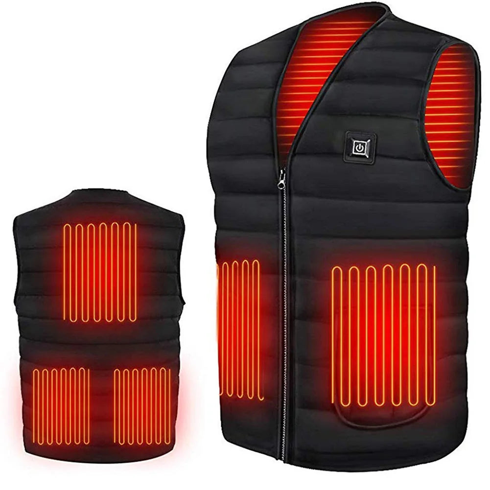 Unisex Heated Vest 9 Area Heating Thermal Jacket USB Electric Heating Vest Men Women Smart Headed Waistcoat for Outdoor Camping