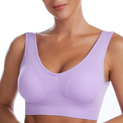 Women Sexy Bra Plus Size Seamless Breathable Brassiere Wire Free Bralette Underwear Comfortable Active Padded Brassiere Crop Top