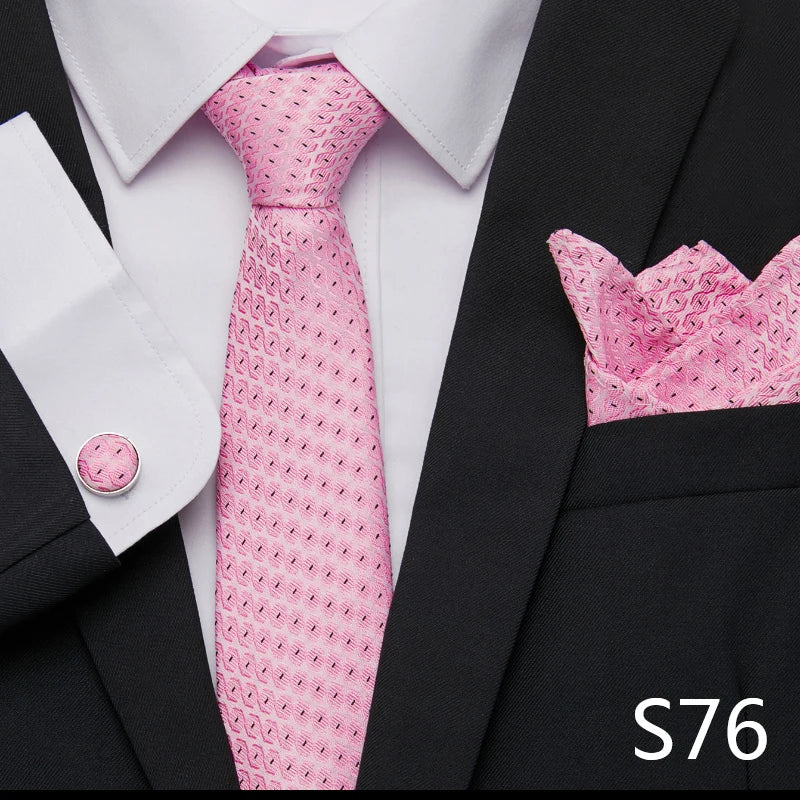 Hot Sale Holiday Gift Tie Pocket Squares Cufflink Set Necktie Dot Man Dark Grey Wedding Accessories Performance