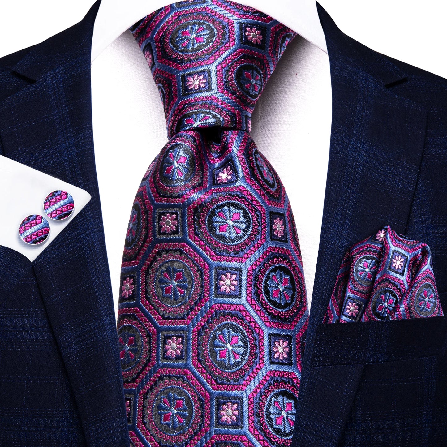 Hi-Tie Light Purple Solid Silk Wedding Tie For Men Quality Hanky Cufflink Gift Necktie Set Fashion Novelty Designer Dropshipping