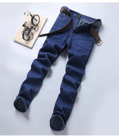 2024 NEW Men's Classic Style Casual Stretch Slim Jean Pants Male Brand Denim Trousers Black Blue Fashion Business Jeans