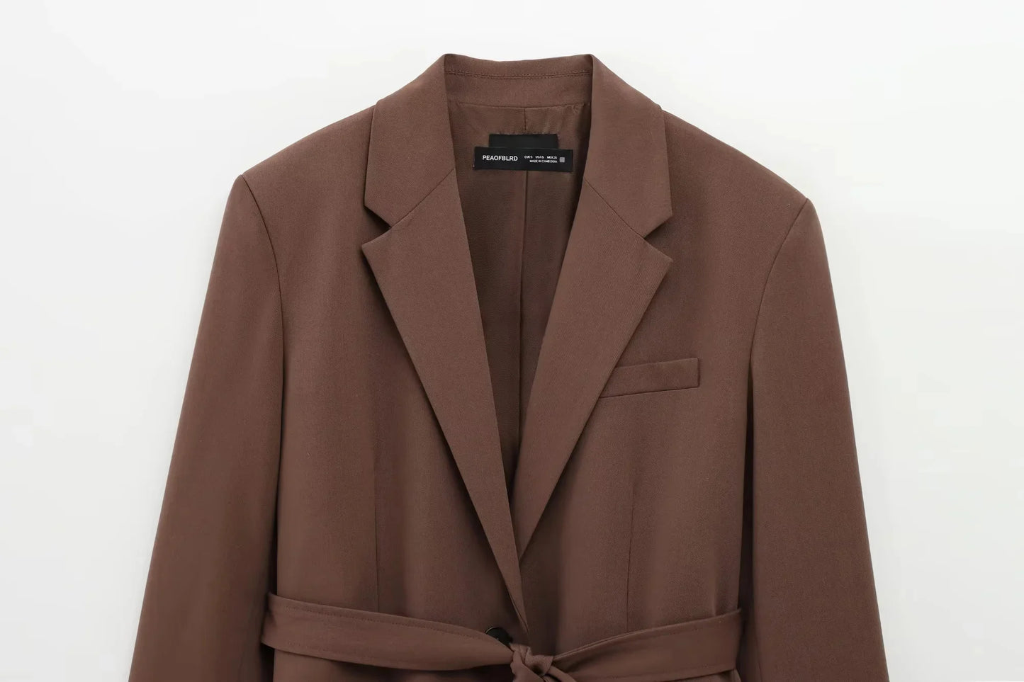 KONDALA 2026 Spring Office Lady Elegant Brown Women Suit Fashion Casual Sashes Oversized Shrug Blazer Chic Zipper Long Pant