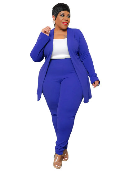 Wmstar Plus Size Two Piece Outfits Women Matching Suit Solid Top Leggings Pants Sets Casual Fall Winter