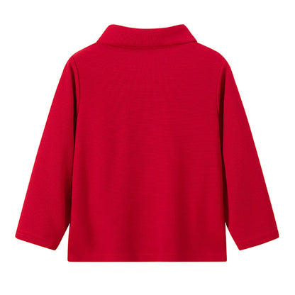 Children's solid color POLO shirt boy handsome fashion sports T-shirt girl lapel casual and comfortable half sleeve.