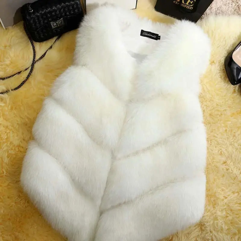 2022 New Fashion Faux Fur Coat Winter Coat Women Waist Fur Gilet Women's Jacket Vest For Ladies