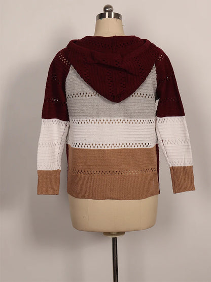 2024 Autumn and Winter New Casual Cardigan Women's Tops Plus Plus Zip Hoodie Colorblocking Lightweight Loose Top