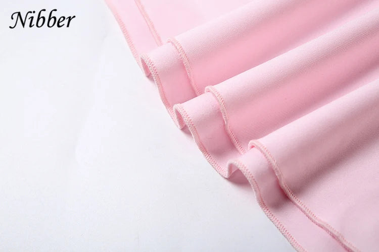 Nibber Halter Ruffles V-Neck Dress Women Backless Elegant Sexy Summer Fashion V-Neck Solid Birthday Party Clubwear Mini Bodycon