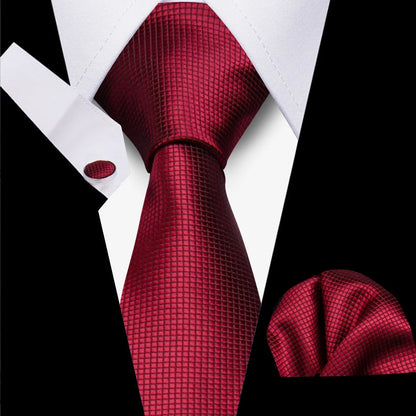 Classic Elegant Ties For Men Fashion Gifts Striped Solid Necktie Handchief Cufflink 3 Pcs Set Wedding Business Suit Accessories