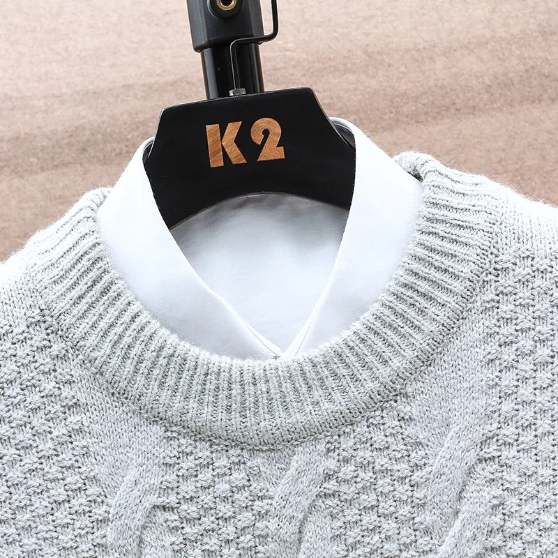 Round Neck Knitwear Sweater New Autumn/Winter Mock Neck Sweatshirts Solid Color Pullovers Man Brand Casual Mens Clothing