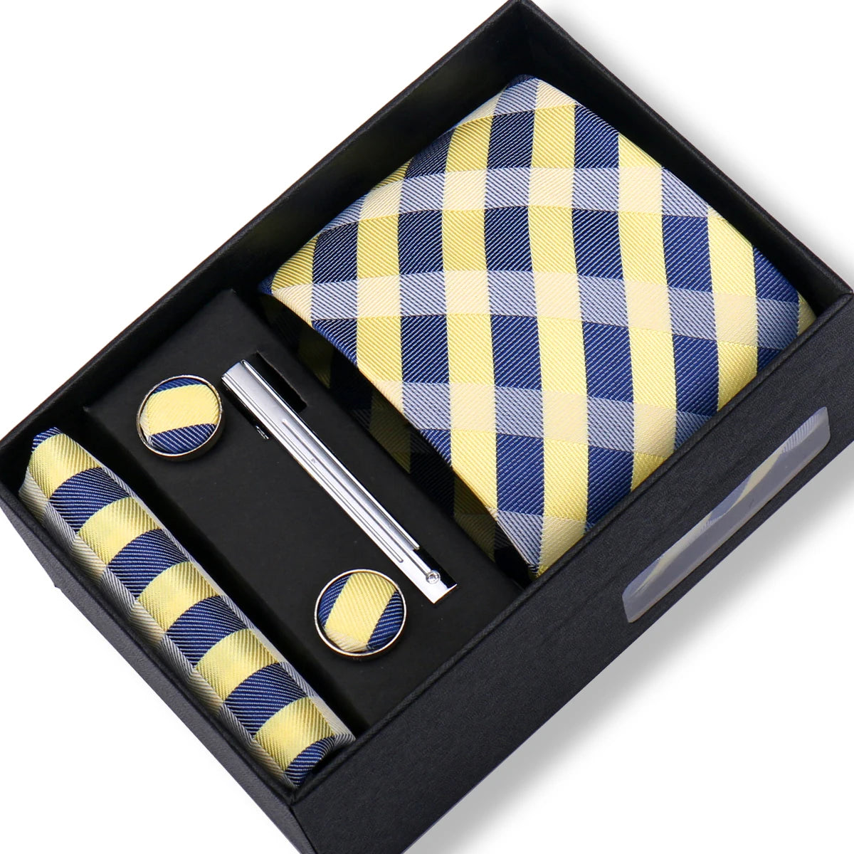 Ties Gift Box Brand Design Top Quality Jacquard Necktie Hanky Cufflink Set Tie Clip For Men Gravatas Business Wedding