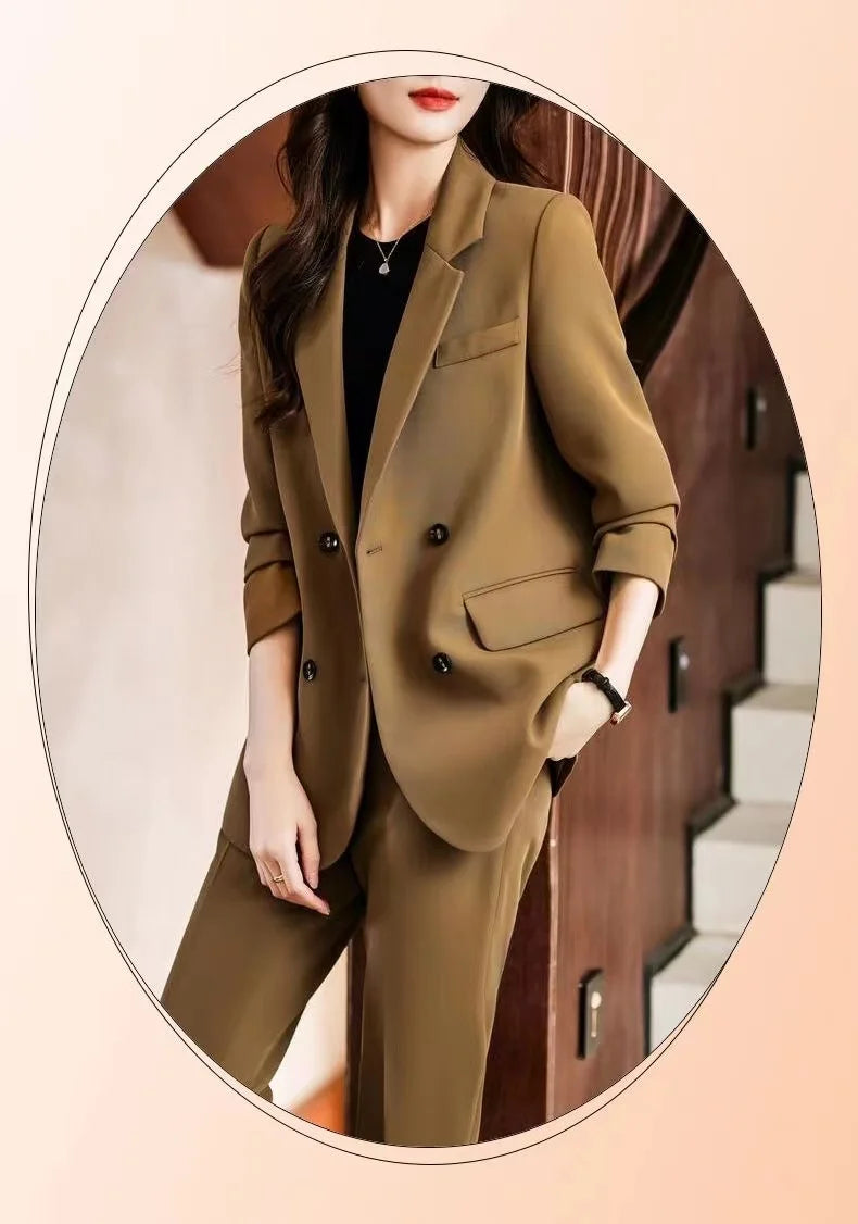 Two-Piece Suit Set in Raspberry Casual Sle for Women Long Sve Profional Pantsuit Polyester Fiber 00%