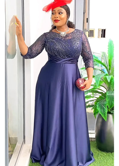 Plus Size African Party Dresses for Women 2025 New Fashion Dashiki Ankara Sequin Wedding Gowns Elegant Turkey Muslim Maxi Dress