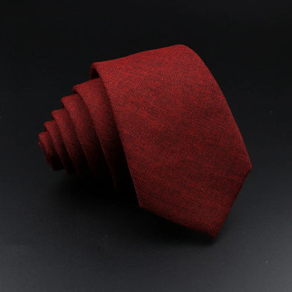 Men's Plaid Tie Cotton Black Grey Red Necktie Handmade Wool Narrow Collar Ties Wedding Business Party Suit Shirt Gift Accessory