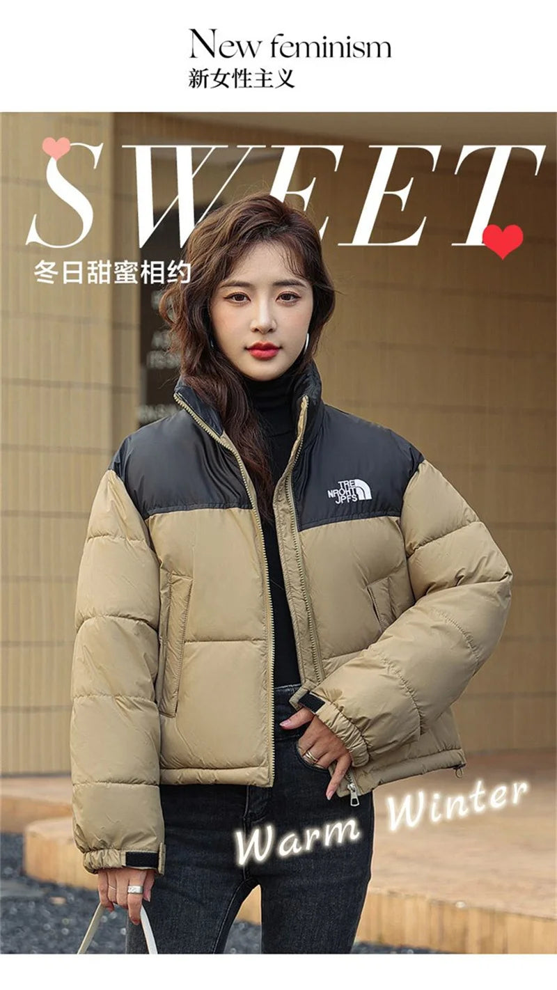 Winter Short Stitching Contrast Down Cotton-Padded Jacket Women's New 2023 Fashion Loose Padded Jacket Clothes Women Coat