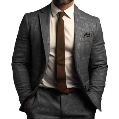 British Style Men Plaid Fashion High End Slim Wedding Banquet Slim Prom Tuxedo Classic British Style Mens Business coat 1 PC