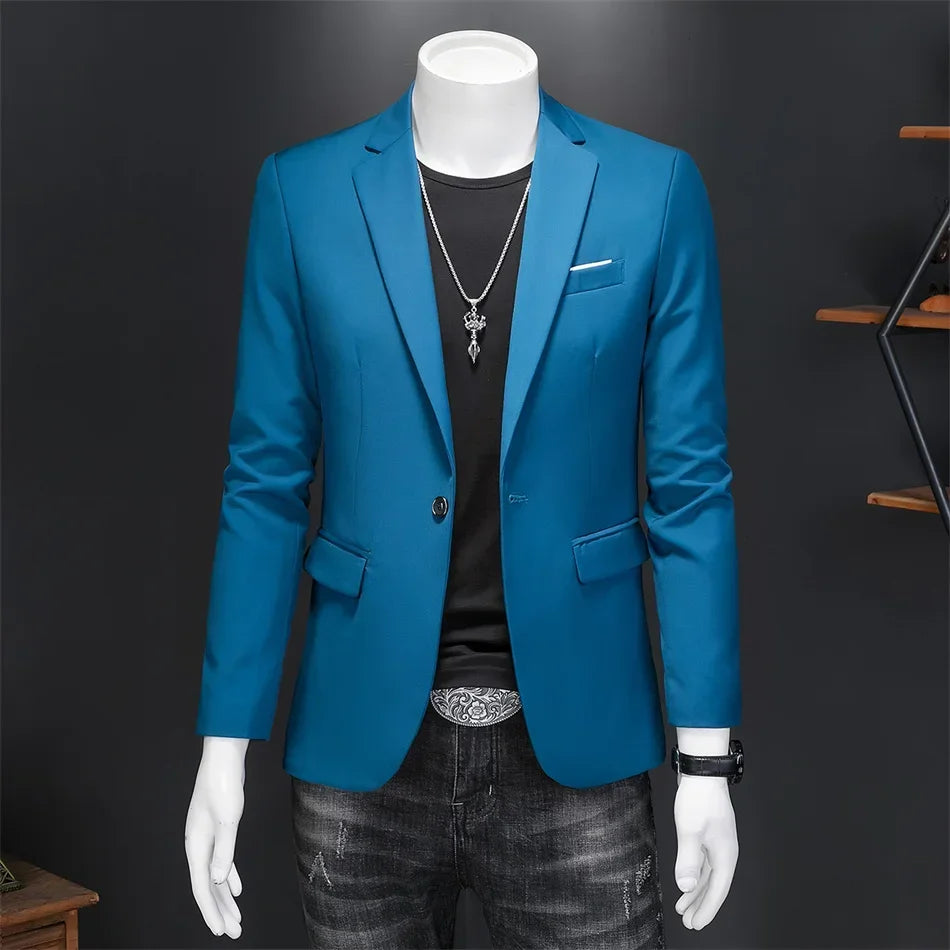 Boutique Fashion Suit Men's Slim Groom Wedding Suit Jacket Business Office Suit Casual Solid Color Suit Jacket