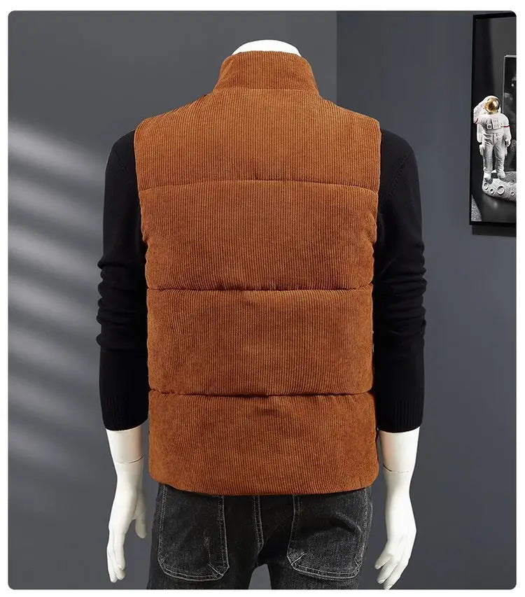 Waistcoat Male Wintertime Cotton Sill Young Person Korean Version Corduroy Vest Thickening for Warmth Men's Handsome Vest Jacket