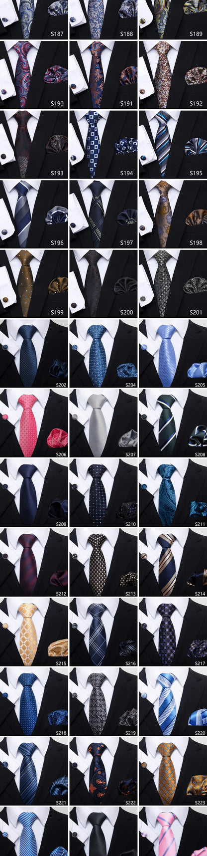 Hot Sale Holiday Gift Tie Pocket Squares Cufflink Set Necktie Dot Man Dark Grey Wedding Accessories Performance