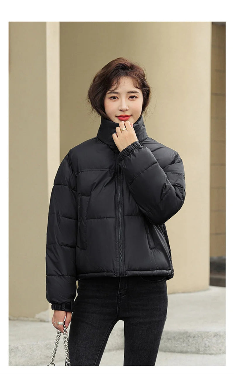 Winter Short Stitching Contrast Down Cotton-Padded Jacket Women's New 2023 Fashion Loose Padded Jacket Clothes Women Coat