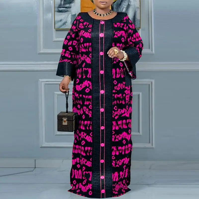 VONDA Women Printed Dress 2024 Vintage Maxi Long Dress Autumn Patchwork Sundress Fashion Elegant Party Vestidos Femme Robe Baggy