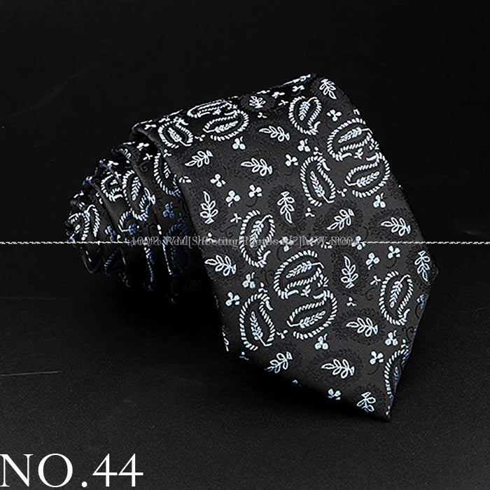 New Design Wedding Men Tie Black Solid Striped Paisley Flower Neckties Men Business Dropshipping Groom Collar Accessories Gift