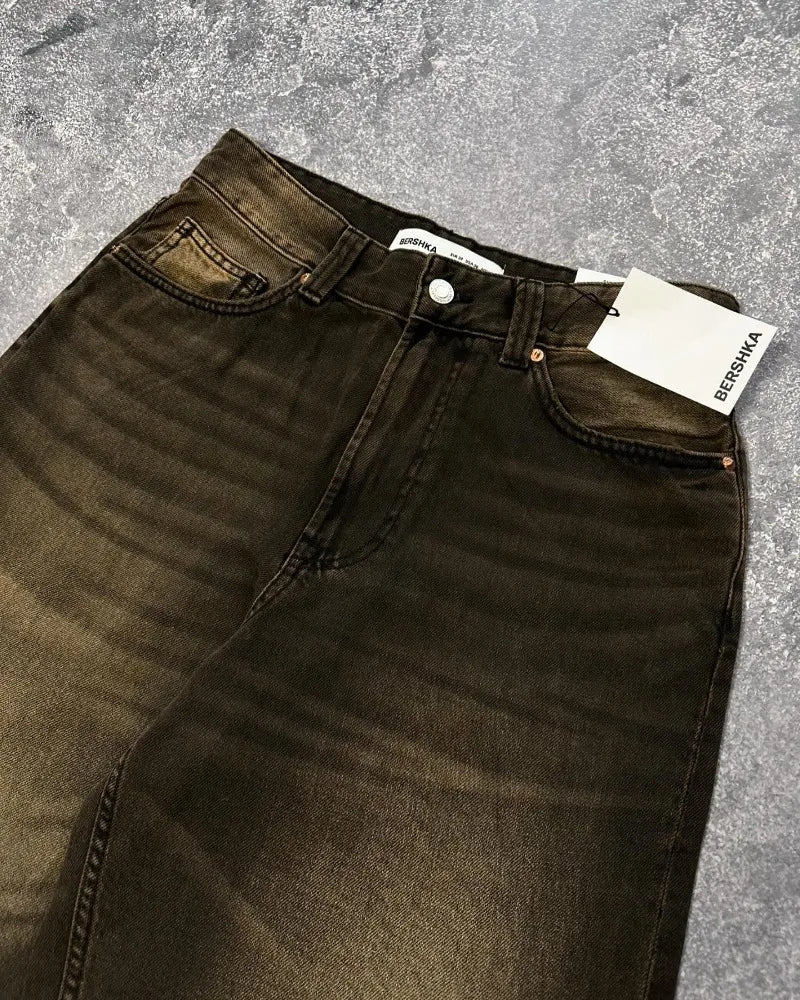 Y2K Harajuku New Fashion Washed Solid Color Baggy Jans Women Retro Hip Hop Casual Street Gothic Joker High Waist Wide Leg Pants