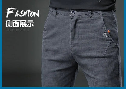 2023 Spring and Autumn New Classic Fashion Solid Color Elastic Jeans Men's Casual Slim Breathable High-Quality Small Feet Pants