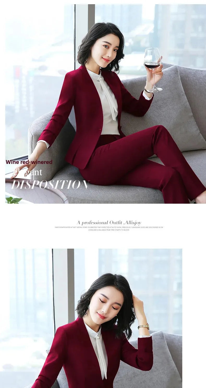Elegant Red Western-style Suit Jacket For Women Fashionable Professional Attire For Hosting Events Job Interviews