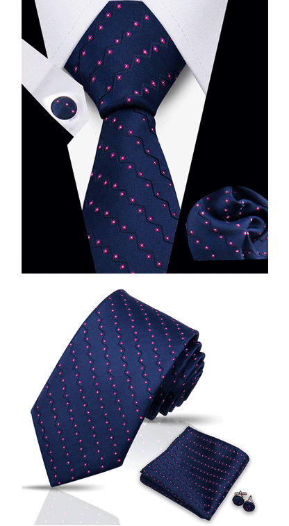 Tie For Men Classic Plaid Handkerchiefs Red Necktie Cufflinks For Men Blouse Business Wedding Accessories Women Collar Man Gift