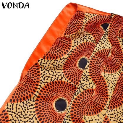 Plus Size 5XL VONDA Printed Women Maxi Long Dress 2025 Summer Sundress Bohemian Party Vestidos Casual Loose Robe Femme