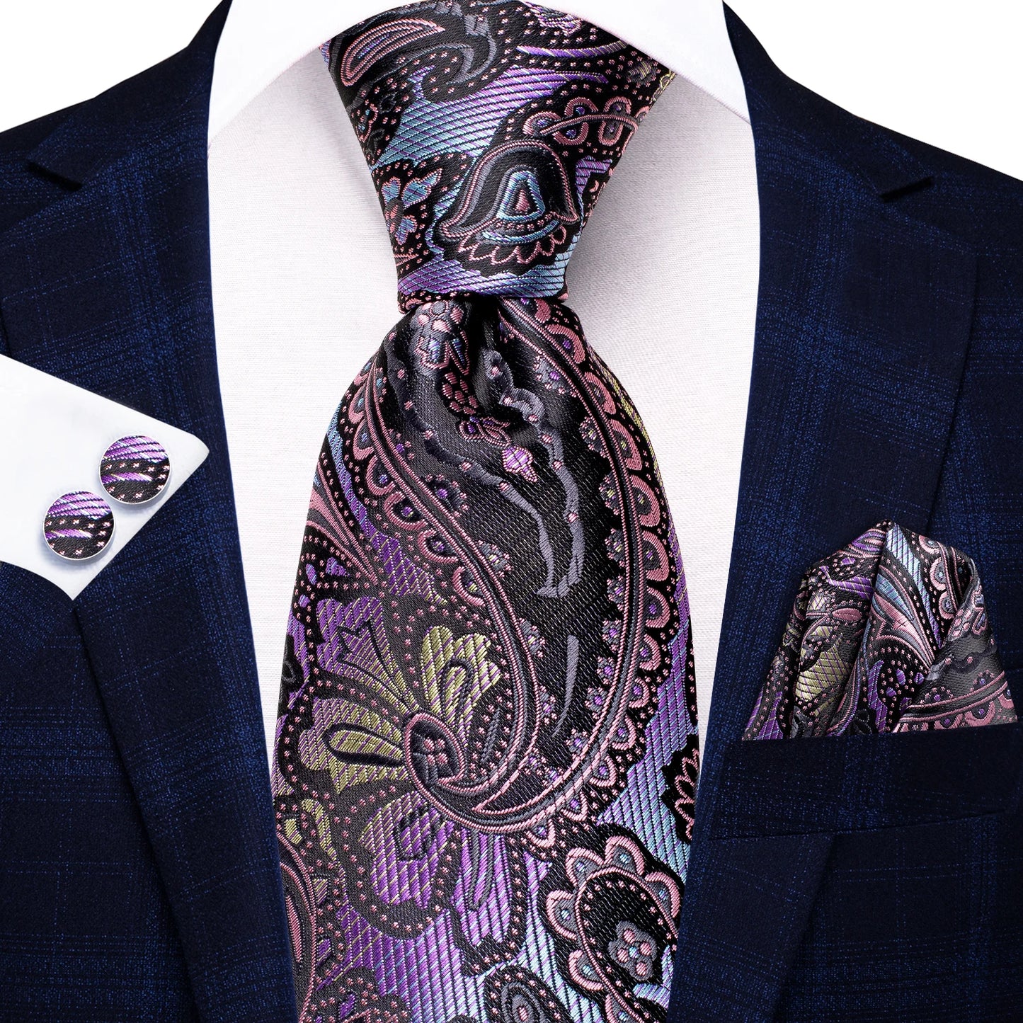 Hi-Tie Light Purple Solid Silk Wedding Tie For Men Quality Hanky Cufflink Gift Necktie Set Fashion Novelty Designer Dropshipping