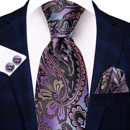 Hi-Tie Light Purple Solid Silk Wedding Tie For Men Quality Hanky Cufflink Gift Necktie Set Fashion Novelty Designer Dropshipping