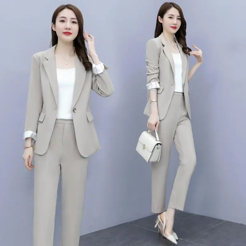 Women's 2025 Spring New Casual Blazers Jacket Matching Set Korean Elegant Chic Professional Suit Coat+Vest+Pants Three Piece