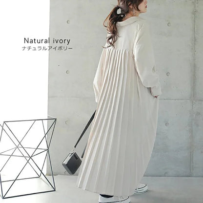 Spring Long Shirt Dress A-line Women's Dress Elegant Pleated Long Sleeve Casual Dresses Female Fashion Oversize Ladies Clothes