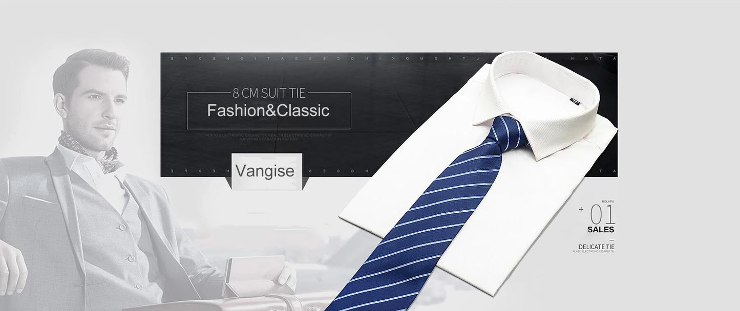 Hot Sale Brand New Style Tie Blue Golden Stripe Suit Accessories Necktie Men Gravata Fit Wedding Holiday Present