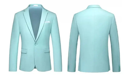 New Men Pure Colour Business Social Office Suit Slim Fit Jacket Fashion Simple Groom Wedding Tuxedo Dress Blazers Coats