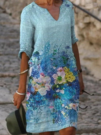 New Spring Women Loose Vintage Ruffles Dress Summer Large Big Printed Boho Casual Party Elegant Dresses