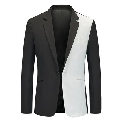 Men Coat Single Button Suit Jacket Formal Business Men's Suit Coat with Notch Lapel Single Button Closure Slim Fit Men Blazers