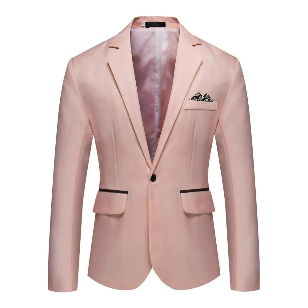 Men Suit Coat Formal Business Style Slim Fit Single Button Cardigan Lapel Long Sleeve Commute Office Groom Wedding Suit Jacket