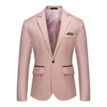 Men Suit Coat Formal Business Style Slim Fit Single Button Cardigan Lapel Long Sleeve Commute Office Groom Wedding Suit Jacket