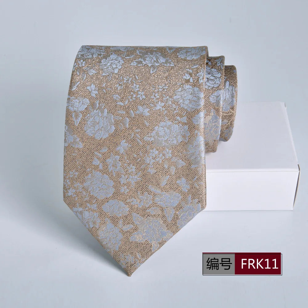 Brown Tie For Men Classic Style 8CM Tie Striped Jacquard Ties Wine Red Wedding Gravatas Formal Business Neckties Gifts For Men