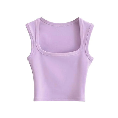 Deep Square Collar Vests 2023 Summer New Fashion Sexy Women's Crop Tops Sling Vest Camis