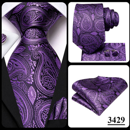 Hi-Tie Light Purple Solid Silk Wedding Tie For Men Quality Hanky Cufflink Gift Necktie Set Fashion Novelty Designer Dropshipping