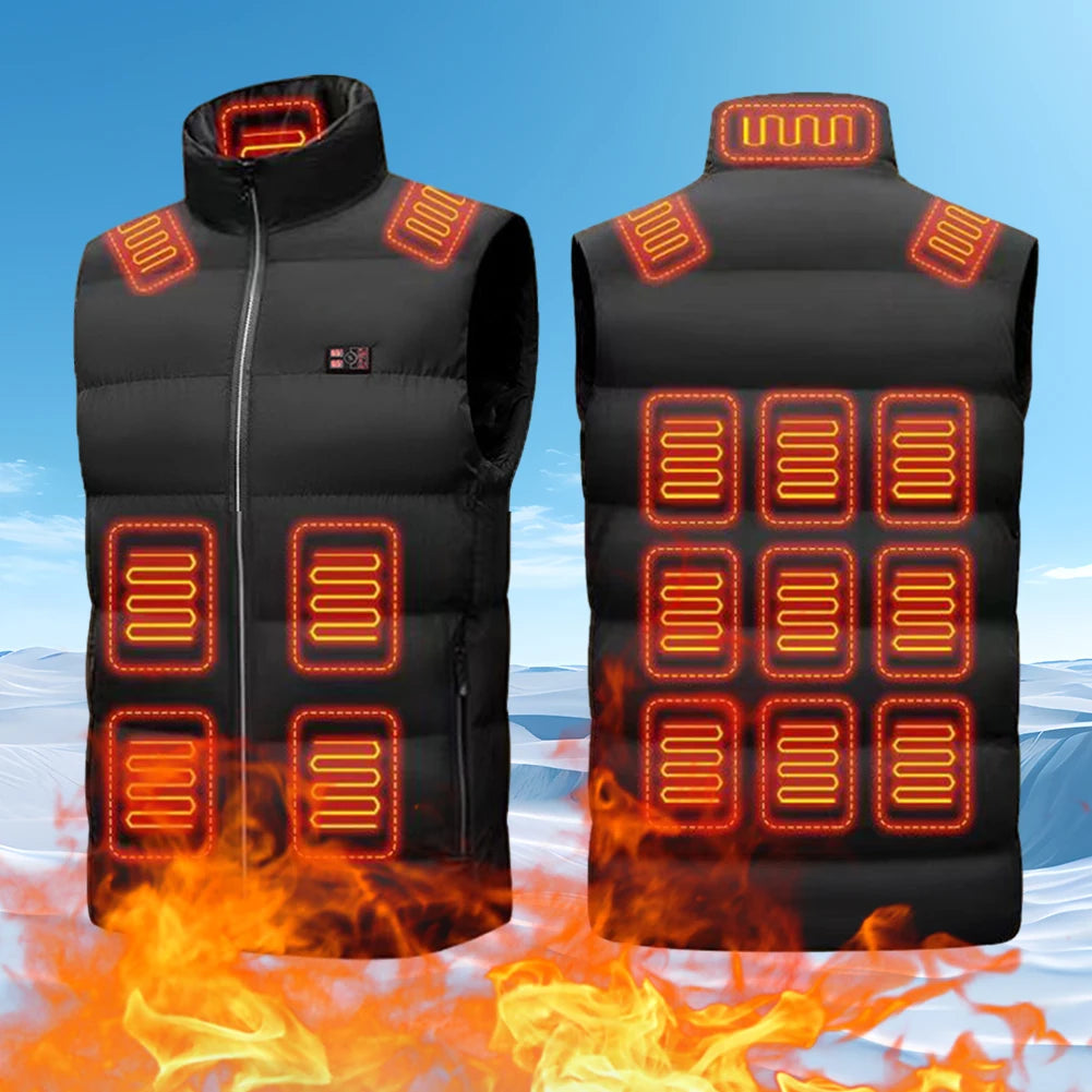 Men Women Heated Vest Electric Heating Coat 3 Heat Levels Warm USB Rechargeable Digital Display for Camping Outdoor Work Fishing